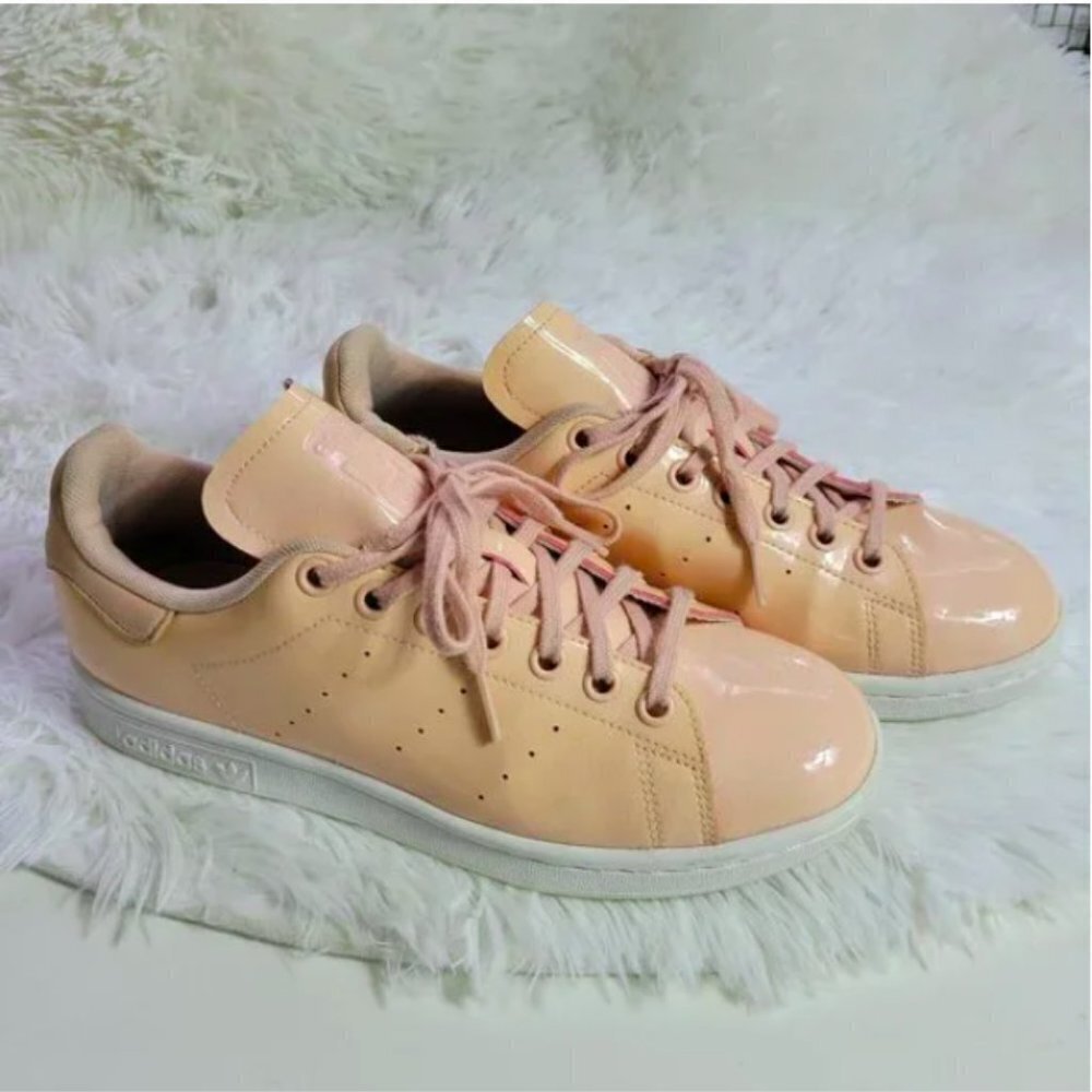 Adidas x Stan Smith Women Pink Halo Blush Lace Up Sneaker Rubber Shoes Size 6.5